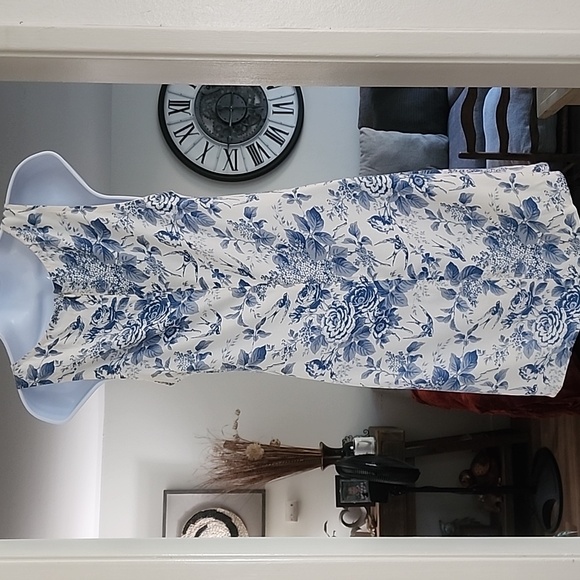 Reformation Pompadour Blue White Floral Mini Dress Cottagecore French Girl - Picture 6 of 11